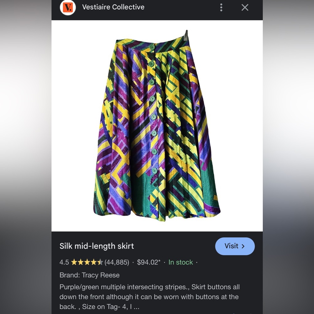 Tracy Reese Silk Mid Length Designer Print Skirt Size 6 - Picture 3 of 3